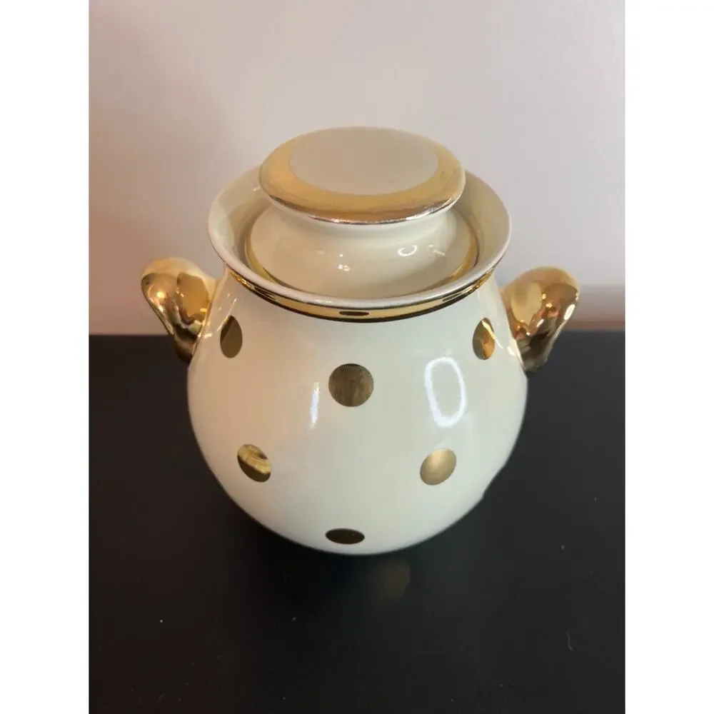 Vintage Hall Pottery Gold Dot Cookie Jar Biscuit Canister MCM Kitchen